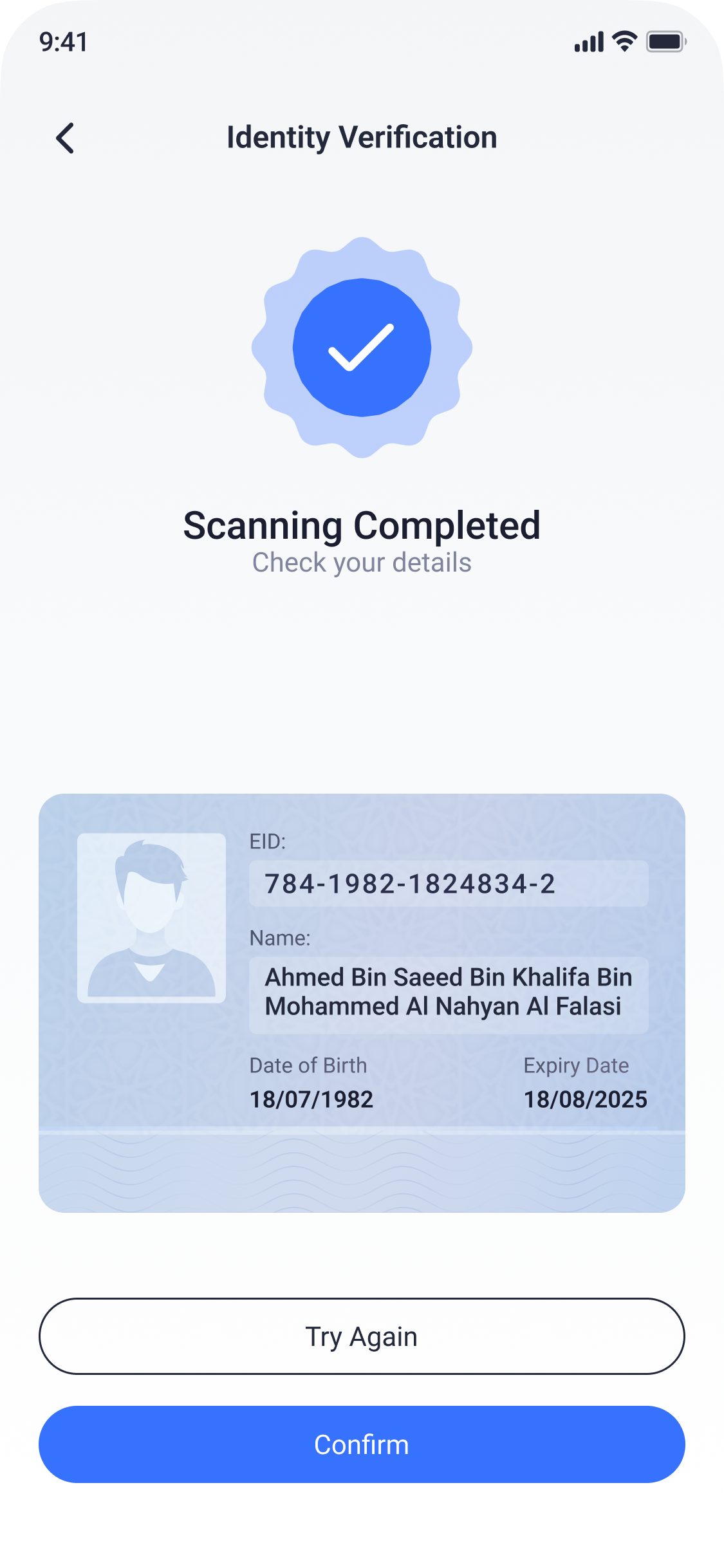 Identity scan completed